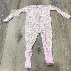 Little Sleepies One Piece Pink Rainbow Zippies size 6-12 months